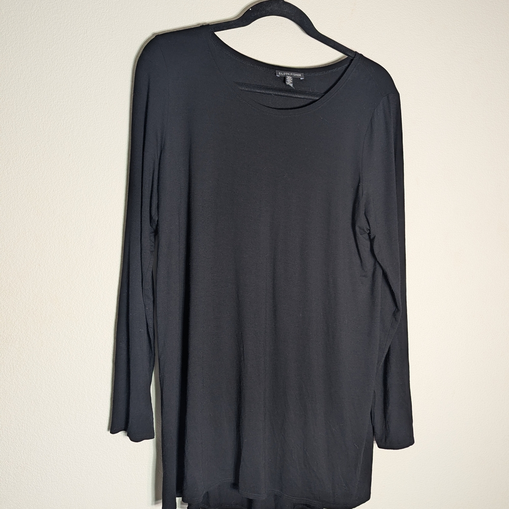 Eileen Fisher Women's Dress Long Sleeve Viscose Lycra Comfy Quiet Luxury Large